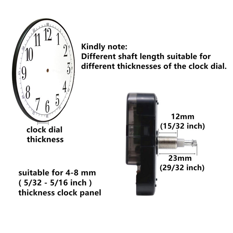 TIKROUND Youngtown 12888 High Torque Long Shaft Clock Movement Mechanism with 12 Inch Long Spade Hands (Gold 1 Set) - Image 3